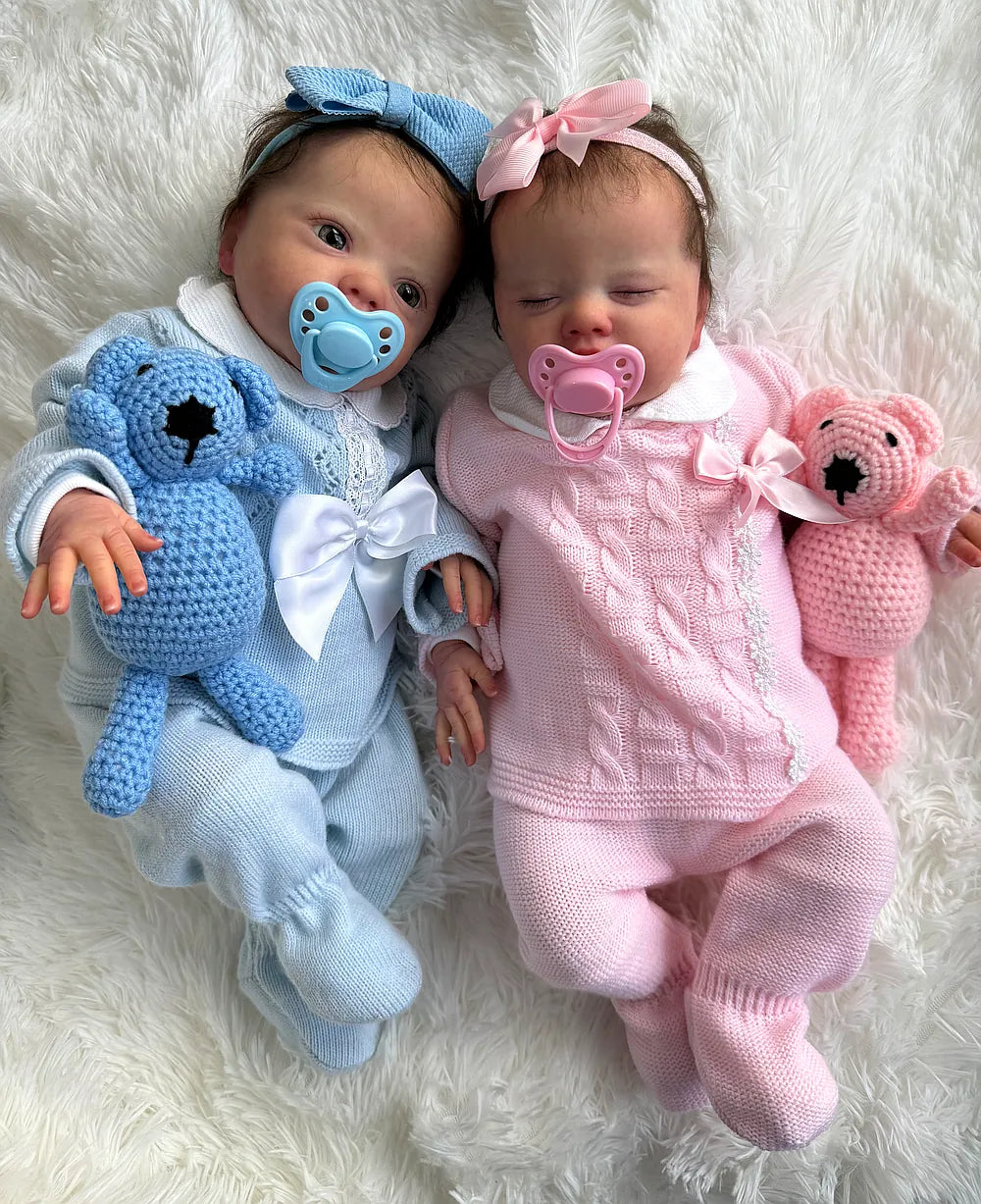 Reborn Muñecos Gemelos Pablo y Alice | Niño y Niña | 56cm | 3.400 Kg