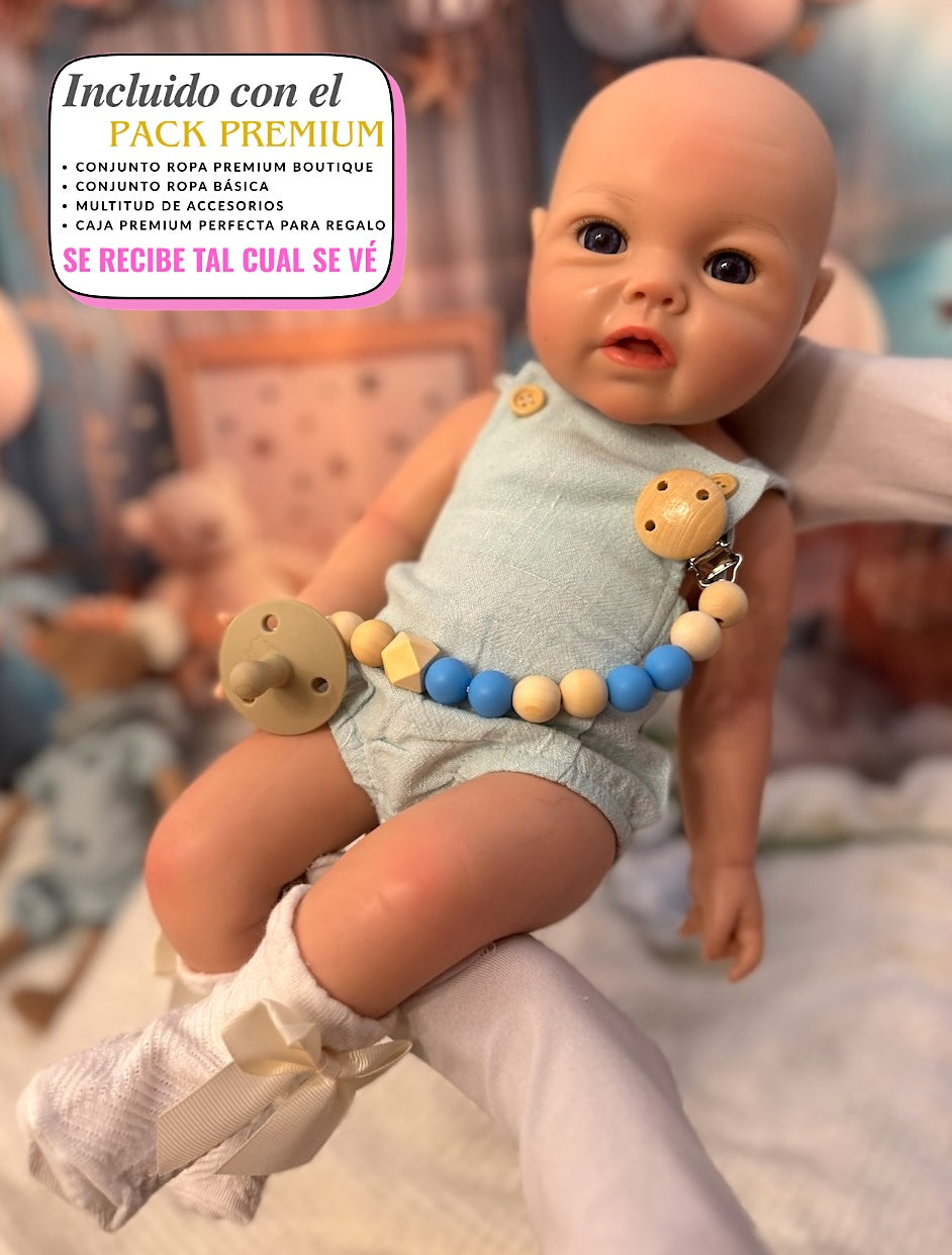 Muñeco Reborn Silicona Luan Niño 47cm / 2,8kg + Pack Premium